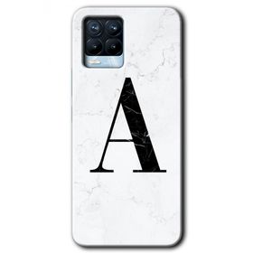 Realme 8 Pro Beyaz Mermer Desenli A Harfi Baskılı Uyumlu Silikon Kılıf