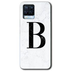 Realme 8 Pro Beyaz Mermer Desenli B Harfi Baskılı Uyumlu Silikon Kılıf
