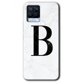 Realme 8 Pro Beyaz Mermer Desenli B Harfi Baskılı Uyumlu Silikon Kılıf