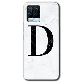 Realme 8 Pro Beyaz Mermer Desenli D Harfi Baskılı Uyumlu Silikon Kılıf