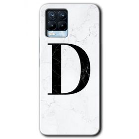 Realme 8 Pro Beyaz Mermer Desenli D Harfi Baskılı Uyumlu Silikon Kılıf