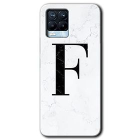 Realme 8 Pro Beyaz Mermer Desenli F Harfi Baskılı Uyumlu Silikon Kılıf