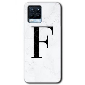 Realme 8 Pro Beyaz Mermer Desenli F Harfi Baskılı Uyumlu Silikon Kılıf