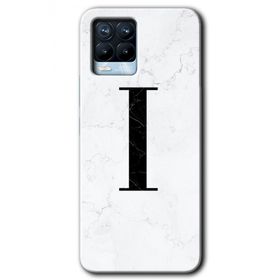 Realme 8 Pro Beyaz Mermer Desenli İ Harfi Baskılı Uyumlu Silikon Kılıf