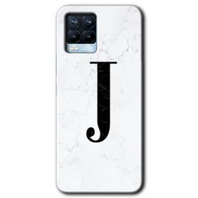Realme 8 Pro Beyaz Mermer Desenli J Harfi Baskılı Uyumlu Silikon Kılıf