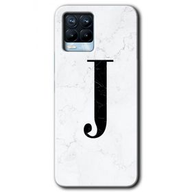 Realme 8 Pro Beyaz Mermer Desenli J Harfi Baskılı Uyumlu Silikon Kılıf