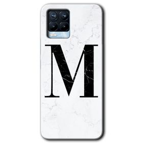 Realme 8 Pro Beyaz Mermer Desenli M Harfi Baskılı Uyumlu Silikon Kılıf