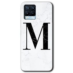 Realme 8 Pro Beyaz Mermer Desenli M Harfi Baskılı Uyumlu Silikon Kılıf