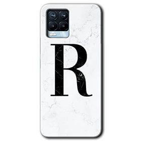 Realme 8 Pro Beyaz Mermer Desenli R Harfi Baskılı Uyumlu Silikon Kılıf