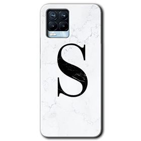 Realme 8 Pro Beyaz Mermer Desenli S Harfi Baskılı Uyumlu Silikon Kılıf