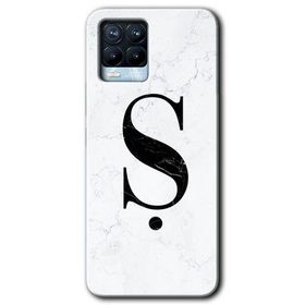 Realme 8 Pro Beyaz Mermer Desenli S Harfi Baskılı Uyumlu Silikon Kılıf