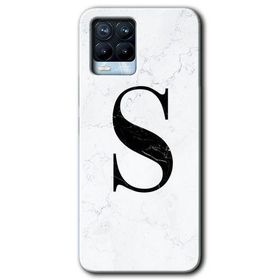 Realme 8 Pro Beyaz Mermer Desenli S Harfi Baskılı Uyumlu Silikon Kılıf