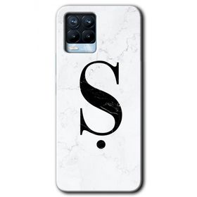 Realme 8 Pro Beyaz Mermer Desenli S Harfi Baskılı Uyumlu Silikon Kılıf