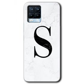 Realme 8 Pro Beyaz Mermer Desenli S Harfi Baskılı Uyumlu Silikon Kılıf