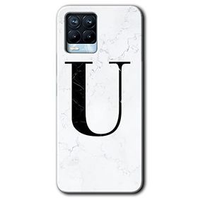 Realme 8 Pro Beyaz Mermer Desenli Ü Harfi Baskılı Uyumlu Silikon Kılıf