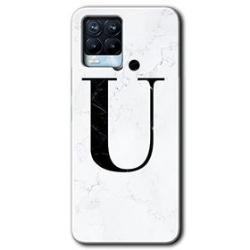 Realme 8 Pro Beyaz Mermer Desenli Ü Harfi Baskılı Uyumlu Silikon Kılıf