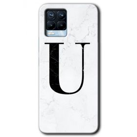 Realme 8 Pro Beyaz Mermer Desenli Ü Harfi Baskılı Uyumlu Silikon Kılıf