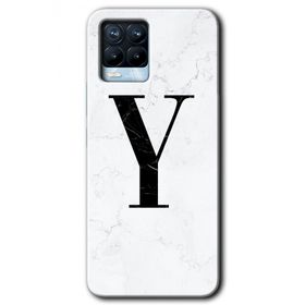 Realme 8 Pro Beyaz Mermer Desenli Y Harfi Baskılı Uyumlu Silikon Kılıf