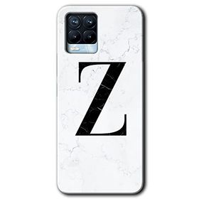 Realme 8 Pro Beyaz Mermer Desenli Z Harfi Baskılı Uyumlu Silikon Kılıf