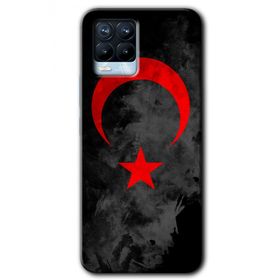 Realme 8 Pro Black Ayyıldız Baskılı Uyumlu Silikon Kılıf