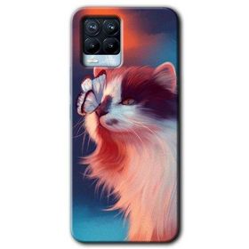 Realme 8 Pro Cat Butterfly Baskılı Uyumlu Silikon Kılıf