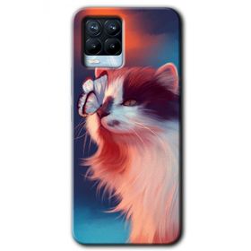 Realme 8 Pro Cat Butterfly Baskılı Uyumlu Silikon Kılıf