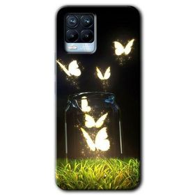 Realme 8 Pro Işıklı Kelebekler Baskılı Uyumlu Silikon Kılıf