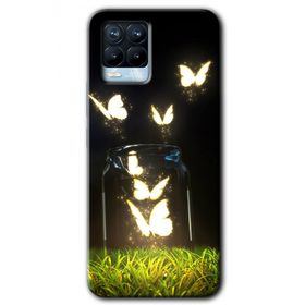 Realme 8 Pro Işıklı Kelebekler Baskılı Uyumlu Silikon Kılıf