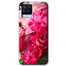 Realme 8 Pro Kırmızı Beyaz Gül Baskılı Uyumlu Silikon Kılıf