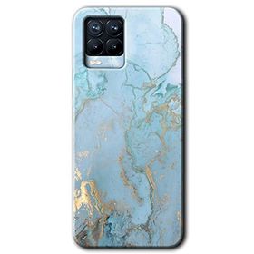 Realme 8 Pro Mavi Gold Mermer Baskılı Uyumlu Silikon Kılıf