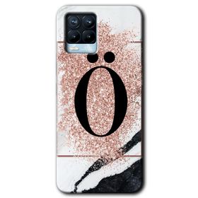 Realme 8 Pro Pembe Mermer Desenli Ö Harfi Baskılı Uyumlu Silikon Kılıf