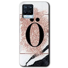 Realme 8 Pro Pembe Mermer Desenli Ö Harfi Baskılı Uyumlu Silikon Kılıf