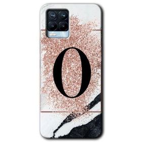 Realme 8 Pro Pembe Mermer Desenli Ö Harfi Baskılı Uyumlu Silikon Kılıf