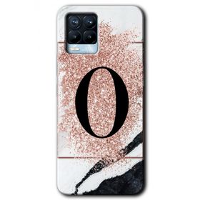 Realme 8 Pro Pembe Mermer Desenli Ö Harfi Baskılı Uyumlu Silikon Kılıf