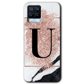 Realme 8 Pro Pembe Mermer Desenli Ü Harfi Baskılı Uyumlu Silikon Kılıf