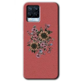Realme 8 Pro Retro Çiçek Baskılı Uyumlu Silikon Kılıf