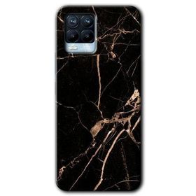 Realme 8 Pro Siyah Gold Mermer Baskılı Uyumlu Silikon Kılıf