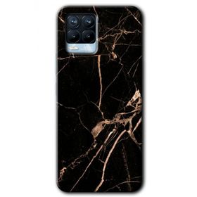 Realme 8 Pro Siyah Gold Mermer Baskılı Uyumlu Silikon Kılıf