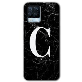 Realme 8 Pro Siyah Mermer Desenli Ç Harfi Baskılı Uyumlu Silikon Kılıf