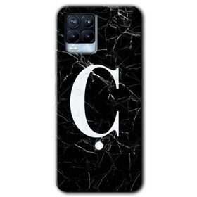 Realme 8 Pro Siyah Mermer Desenli Ç Harfi Baskılı Uyumlu Silikon Kılıf