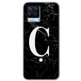 Realme 8 Pro Siyah Mermer Desenli Ç Harfi Baskılı Uyumlu Silikon Kılıf