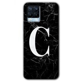 Realme 8 Pro Siyah Mermer Desenli Ç Harfi Baskılı Uyumlu Silikon Kılıf