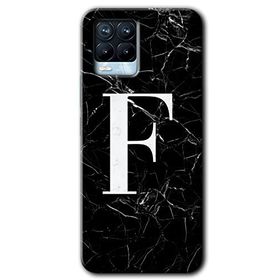 Realme 8 Pro Siyah Mermer Desenli F Harfi Baskılı Uyumlu Silikon Kılıf