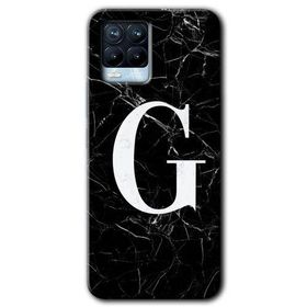 Realme 8 Pro Siyah Mermer Desenli G Harfi Baskılı Uyumlu Silikon Kılıf