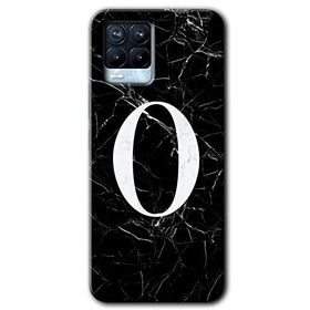 Realme 8 Pro Siyah Mermer Desenli O Harfi Baskılı Uyumlu Silikon Kılıf