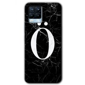 Realme 8 Pro Siyah Mermer Desenli O Harfi Baskılı Uyumlu Silikon Kılıf