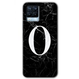 Realme 8 Pro Siyah Mermer Desenli O Harfi Baskılı Uyumlu Silikon Kılıf