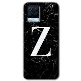 Realme 8 Pro Siyah Mermer Desenli Z Harfi Baskılı Uyumlu Silikon Kılıf