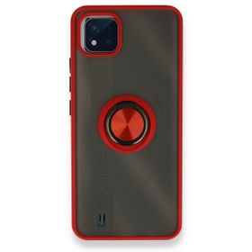 Realme C11 2021 Montreal Yüzüklü Silikon Kapak Kırmızı Kılıf