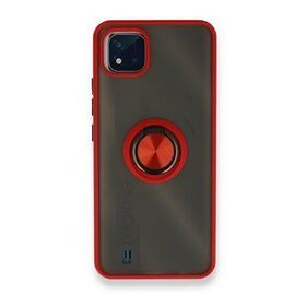 Realme C11 2021 Montreal Yüzüklü Silikon Kapak Kırmızı Kılıf